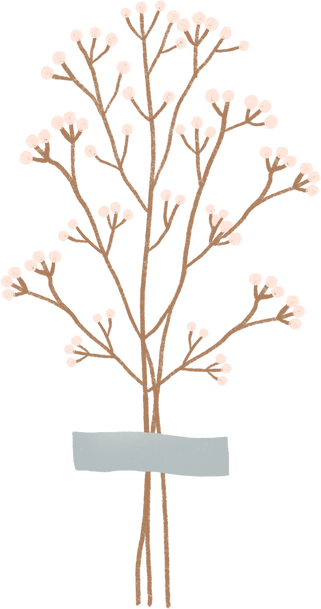 tape flowers illustration  vintage hand drawn